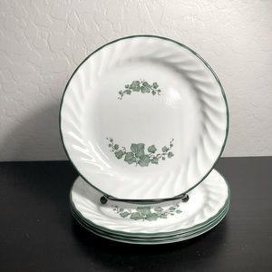Corelle Calloway Ivy dessert plates with enhancements  scalloped rim lot of 4